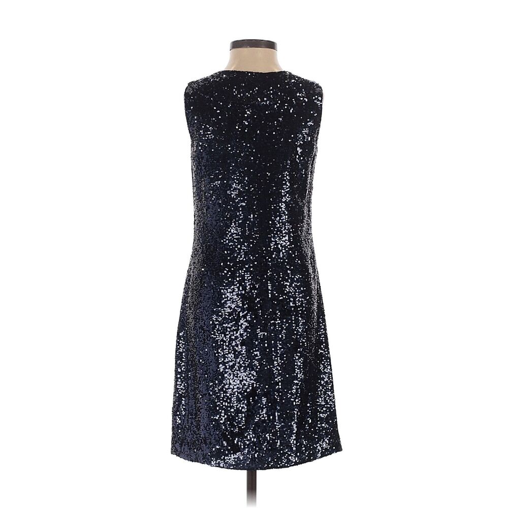 Tory Burch Sequin Cocktail Dress Womens 2 Sleeveless Metallic Navy Blue Silk NYE - Picture 2 of 11